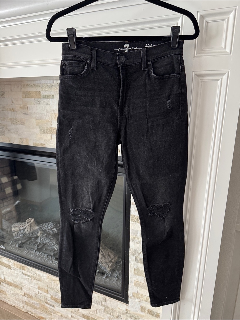 7 For All Mankind Black Jeans Ankle High Waist Gwenevere